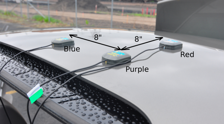 Multi-antenna GPS system with known baseline distances.